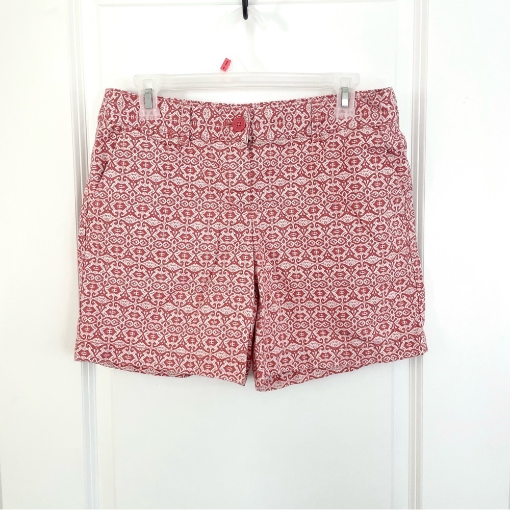 Ann Taylor Loft High Rise Shorts Burnt Orange Print with Pockets